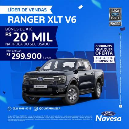 FORD RANGER 3.0 V6 TURBO DIESEL CD XLT 4X4 AUTOMÁTICO FORD RANGER 3.0 V6 TURBO DIESEL CD XLT 4X4 AUTOMÁTICO